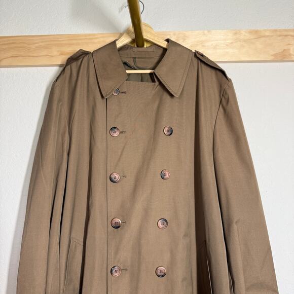 Men's London Fog Traditional Double‎ Breasted Tan Trench Coat Size 46 Regular - Picture 4 of 8